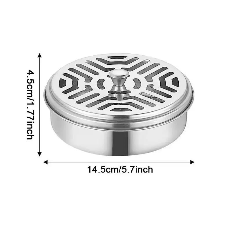 Mosquito Coils Holder Stainless Steel Mosquito Coil Box With Cover Round Mosquito Coil Tray Easy To Clean Anti-Mosquito Supplie