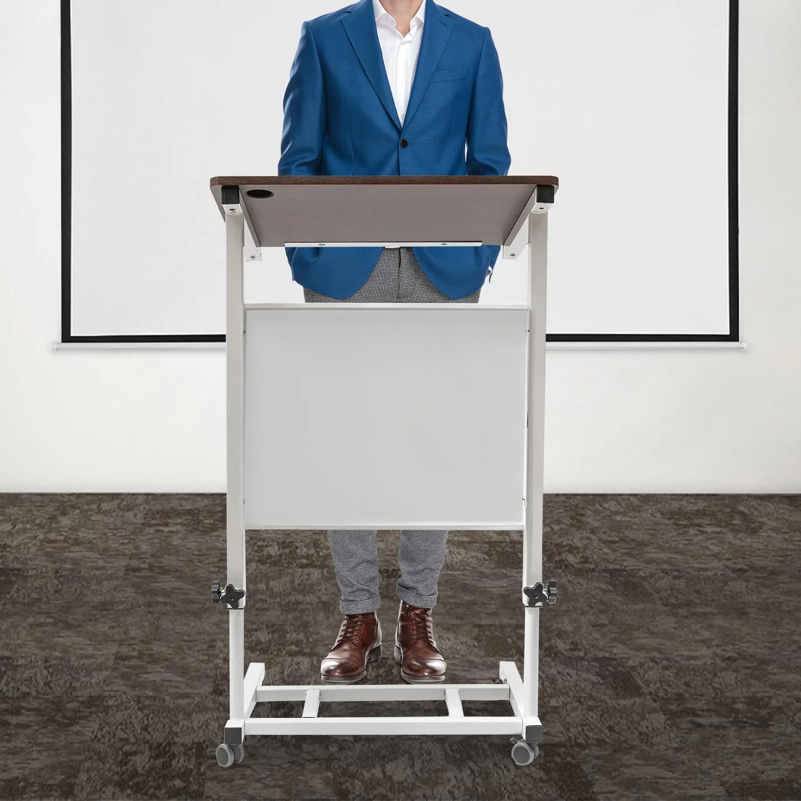 Tbvechi Mobile Stand up Desk, podio con leggio a rotelle, podio regolabile in altezza e leggio per presentazioni, multiuso per carichi pesanti
