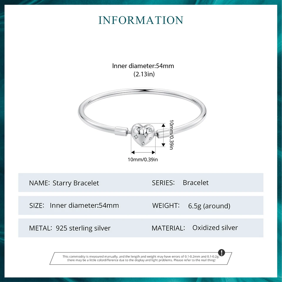WOSTU Real 925 Sterling Silver AAA Zircon Star Bangle Bracelet Simple Basic Bangles Fit Original Charms Beads DIY Gift for mom