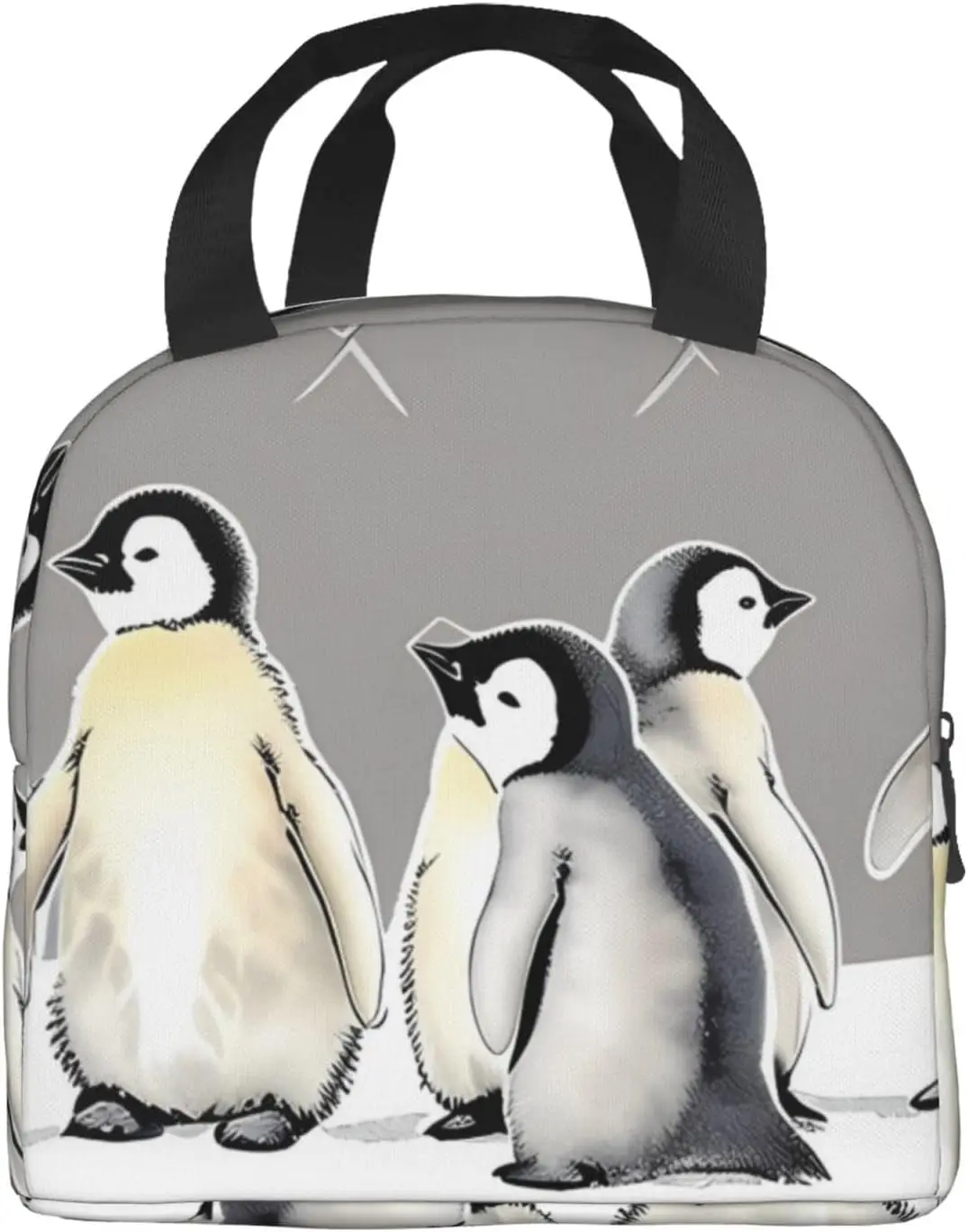 Cartpoon Five Emperor Penguin Chicks Insulated Lunch Bag, Thermal Freezable Lunch Tote Waterproof Bento Lunch Box, Women Men