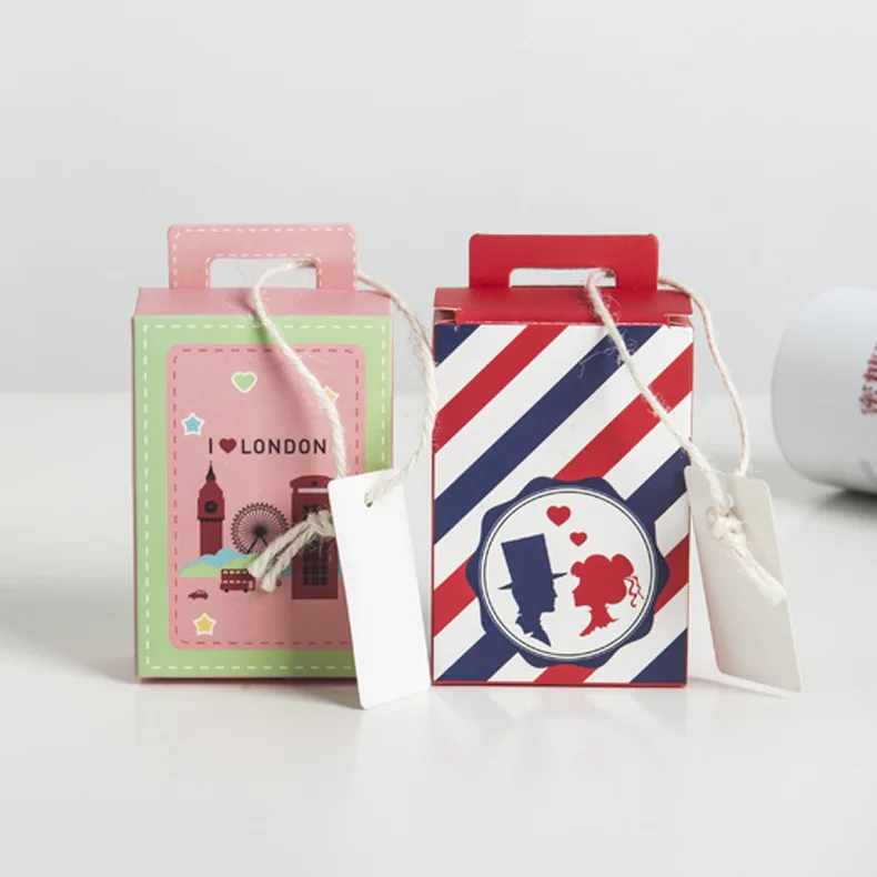 

100Pcs Wedding and Party guest favor boxes of Suitcase gift box for Bridal shower Party candy box and Luggage Paper box gifts