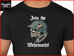 Funny Skull Helmet T Shirt WWII German long or short sleeves