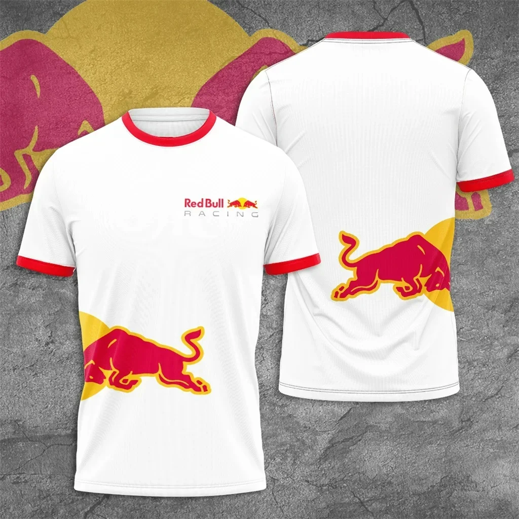 2025 ファッションカジュアルメンズルーズ Tシャツトップスレッドブルオートバイ夏の新トップスアウトドアスポーツレーシングサイクリングジャージ