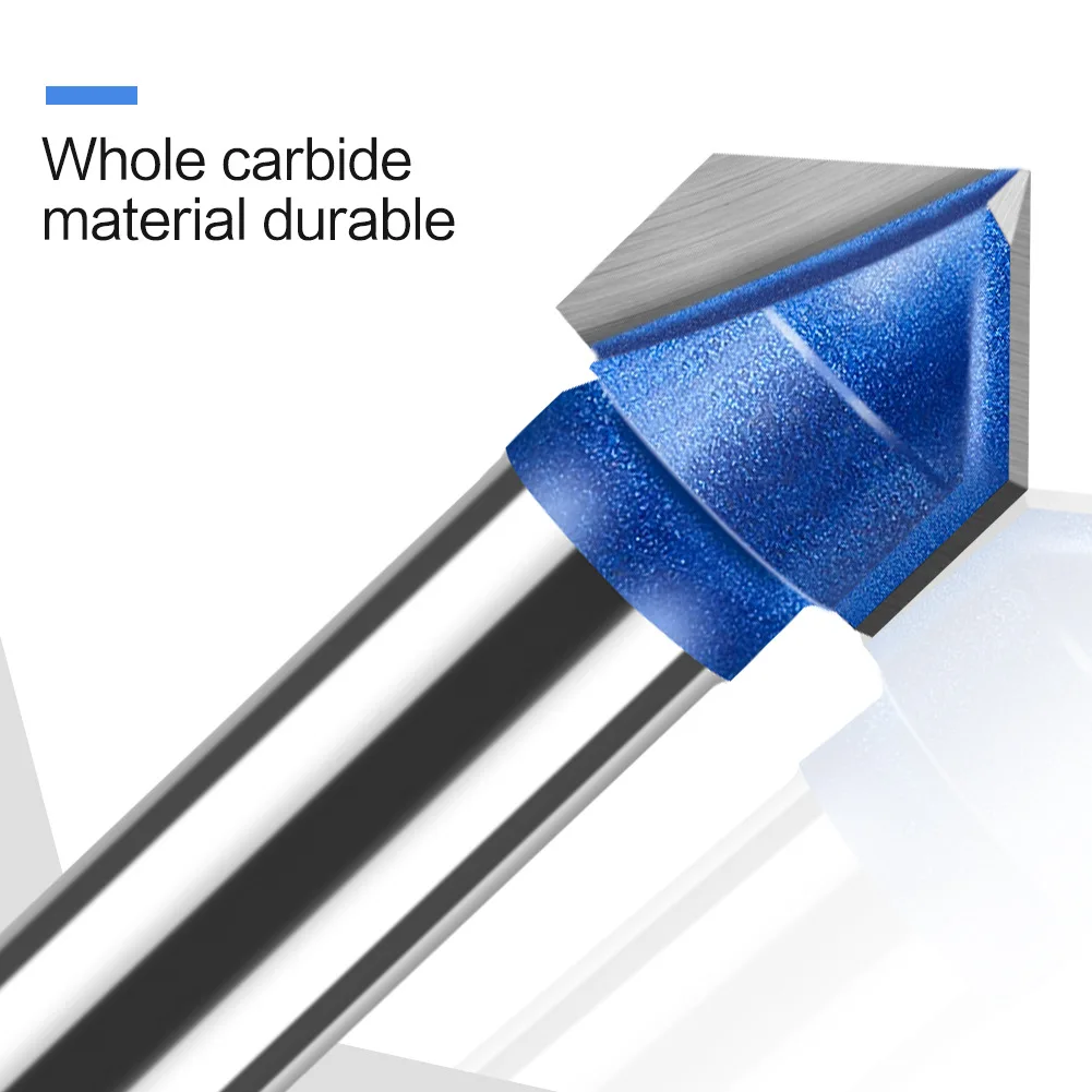 6mm 1/4in Shank 90 Degree V Type Slotting Cutter Router Bit CNC Solid Carbide Woodworking Milling Cutter Carving Grooving Tools