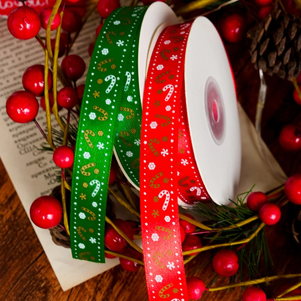 

2 Rolls Gift Box Packaging Wide Wired Christmas Ribbon for Gift Wrapping Decoration Crafts Xmas Tree Ribbon Decorative Fabric