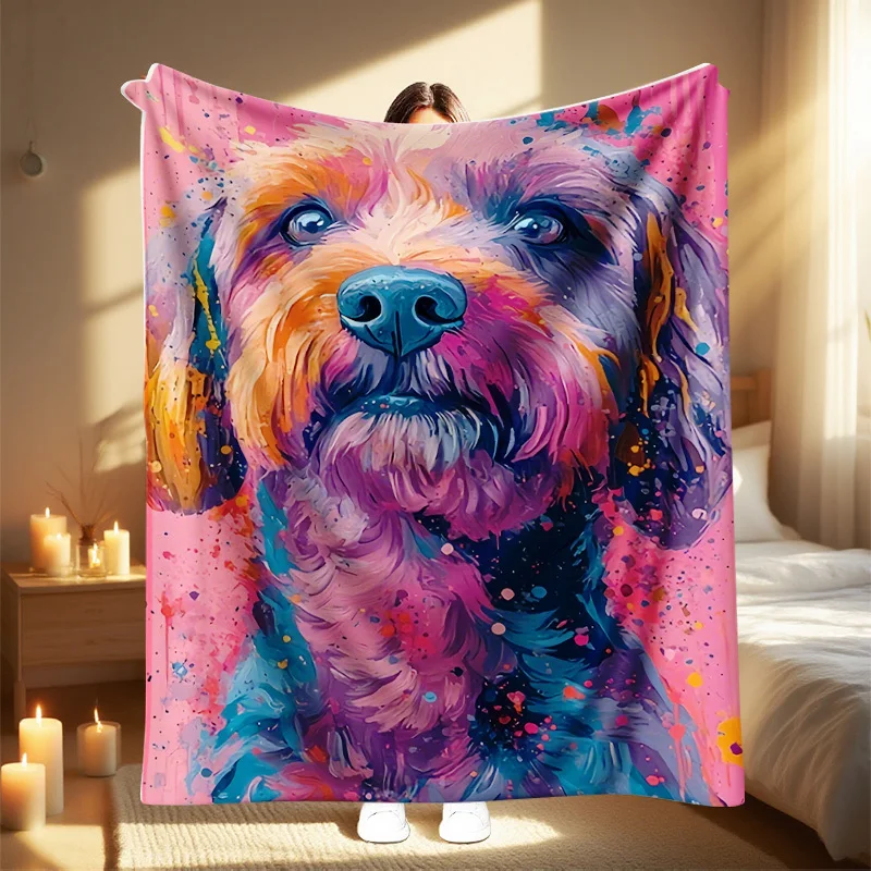 1 manta con estampado de perro Jack Russell Terrier, suave y acogedora para todas las estaciones para sofá, cama, viajes y acampada, rosa, azul, morado