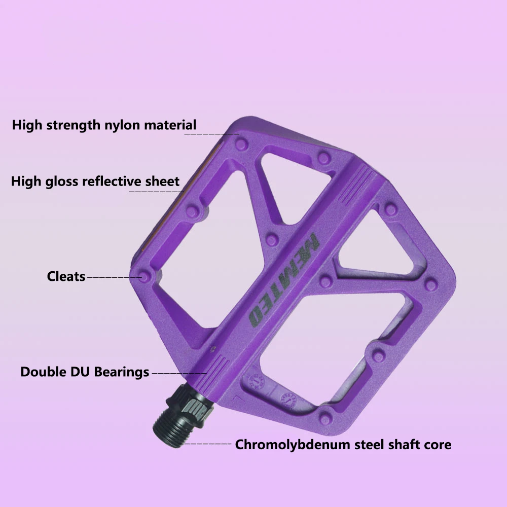 Ultraleichtes Economy-Modell Doppel-DU-Lager Fahrradpedale aus Nylon mit Reflektorstreifen für MTB und Rennräder – Detail 4