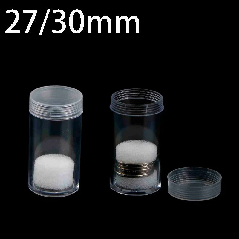 

5PCS Round Clear Plastic Coin Tubes with Sealing Lid and Anti-Shock Foam Cushion To Prevent Coin Damage Storage Tubes Organizers