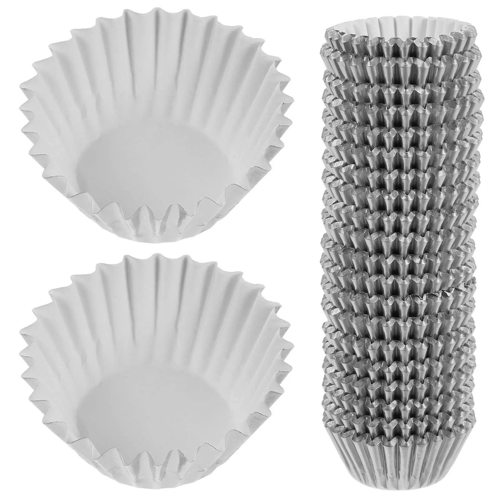 500Pcs Cupcake Liners Silver Foil Mini Baking Cups Thickened Aluminum for Cupcakes Muffins Wedding Party Baking Liners
