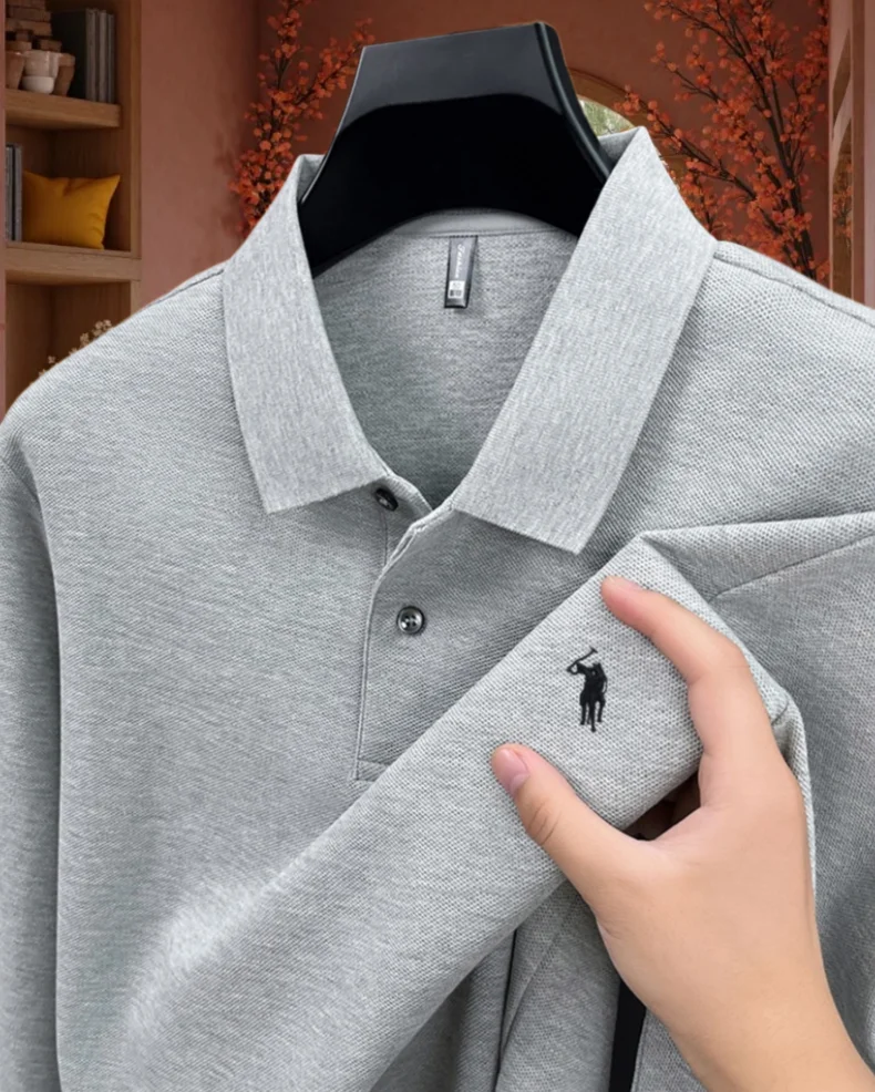 100% cotton luxury brand spring autumn high-quality new product Paul embroidery exquisite POLO shirt men comfortable long sleeve