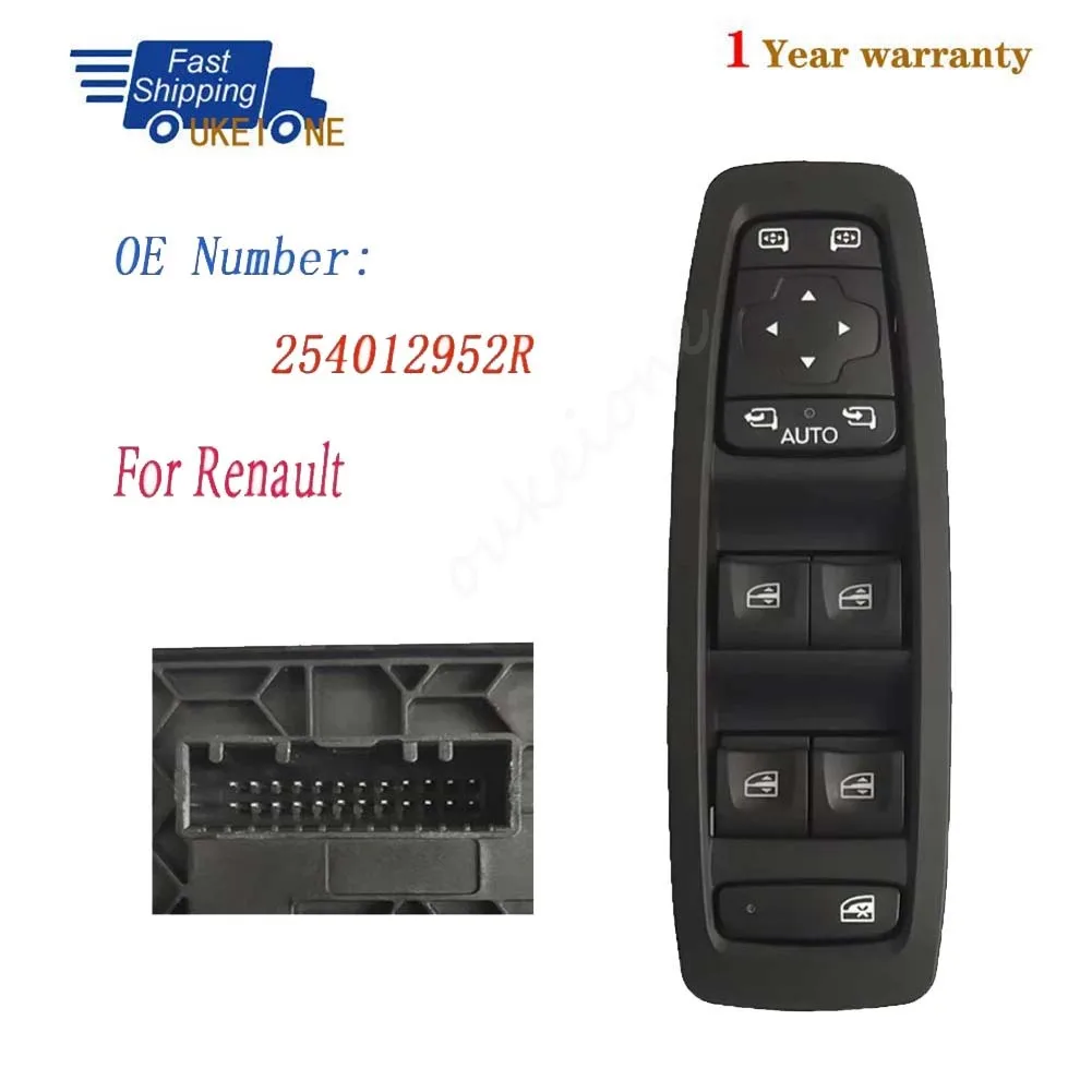 

25401-2952R For Renault Kadjar Megane 2015-2022 Front Driver Side Electric Power Lifter Window Switch Button Car Accessories