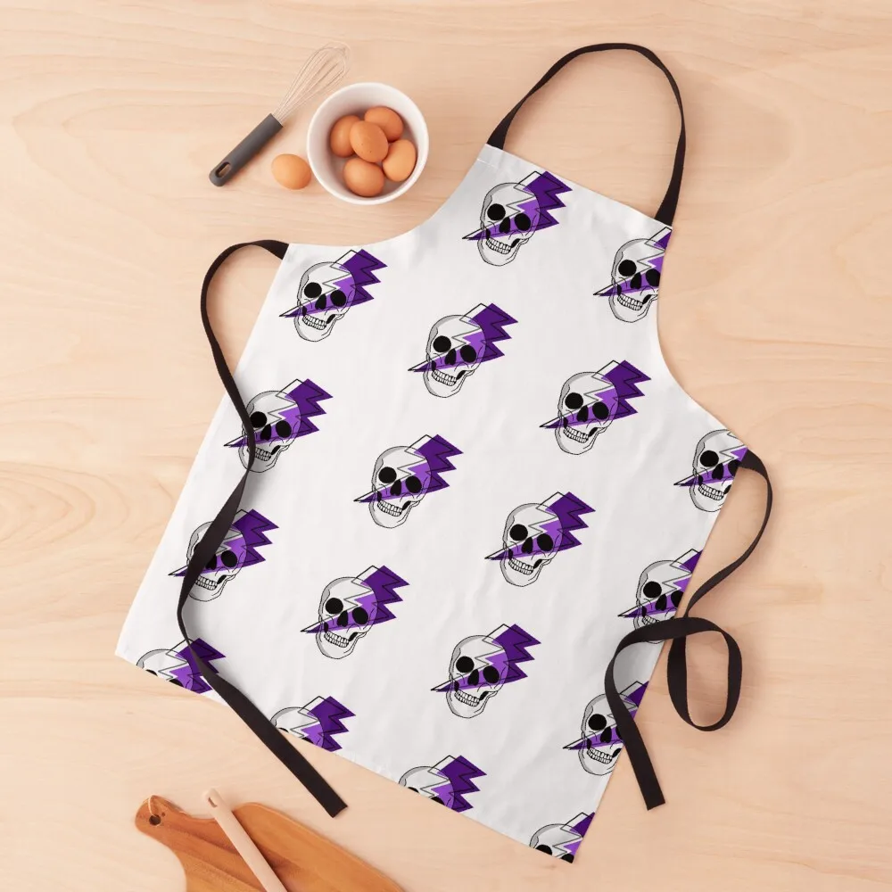 

Purple lightning skull Apron for home useful pieces Waterproof Kitchen Woman For Cosmetologist Apron