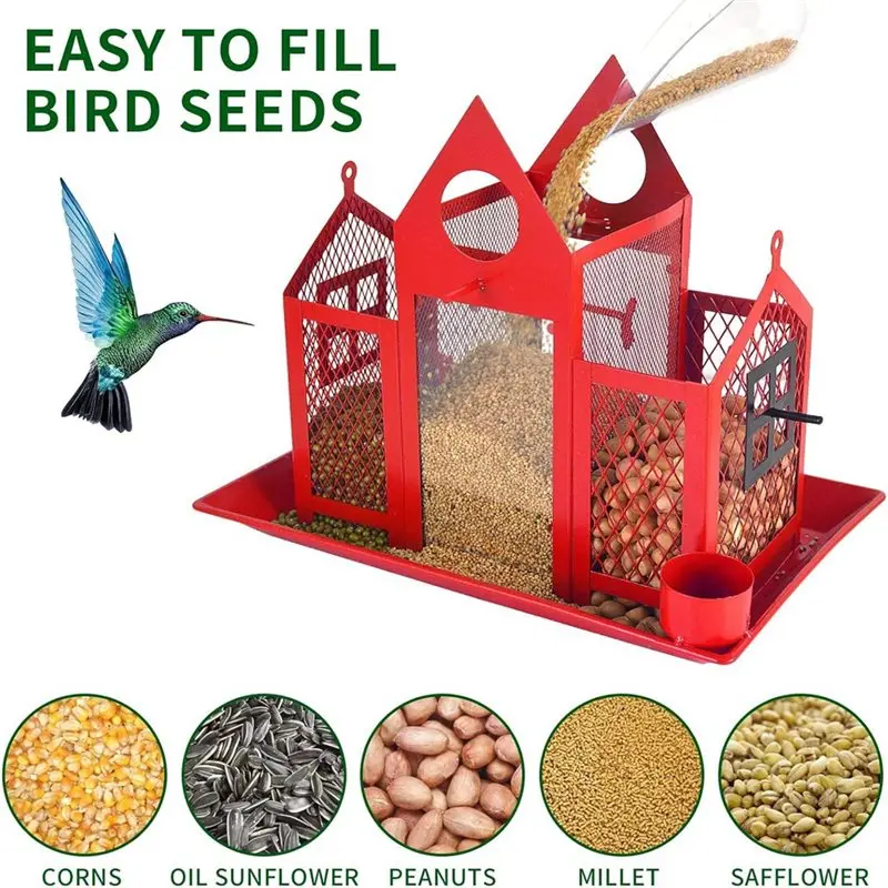 A25F-Solar Bird Feeders House For Outside Hanging Large Cardinal Bird Feeder Birdhouses