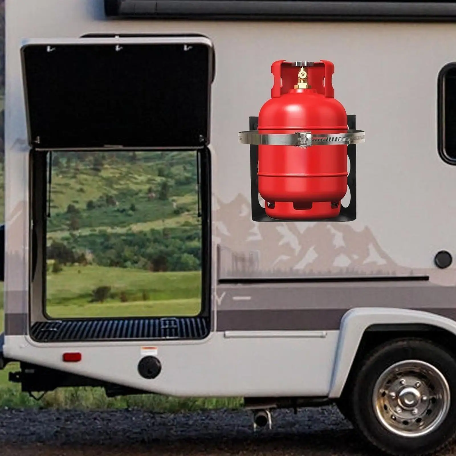 

Durable Propane Tank Holder for 8 Inch Cylinder Sturdy Bracket for Car RV Trailers and Outdoor Adventures