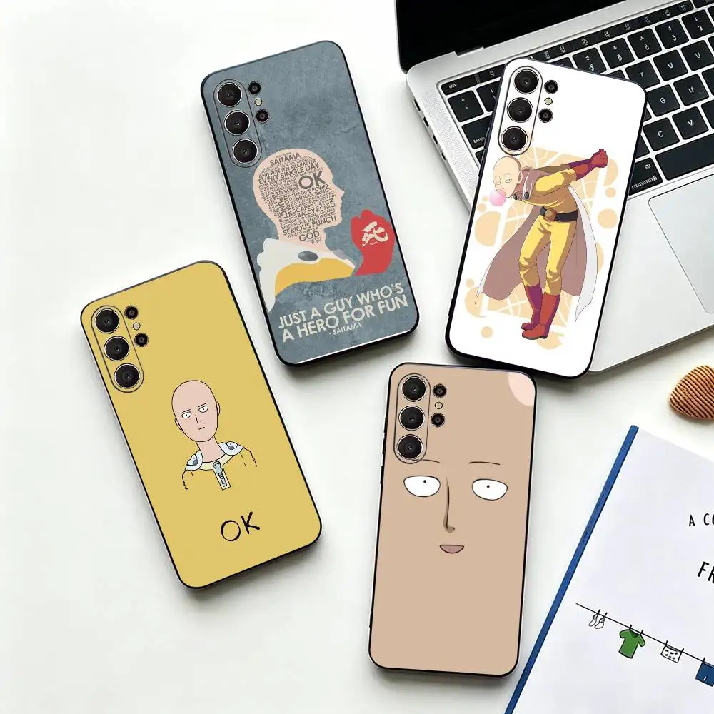 Мягкий силиконовый чехол Apathetic Saitama Punch-h для Samsung S26, S24, S21, S22, S23, S30, Ultra, Plus, FE, Lite - черный