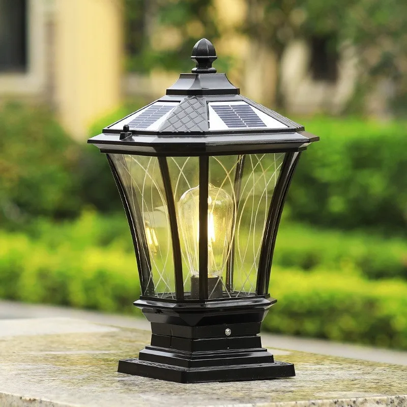 Solar garden stigma lamp Outdoor waterproof outdoor villa Garden wall European yard gate pillar lamp
