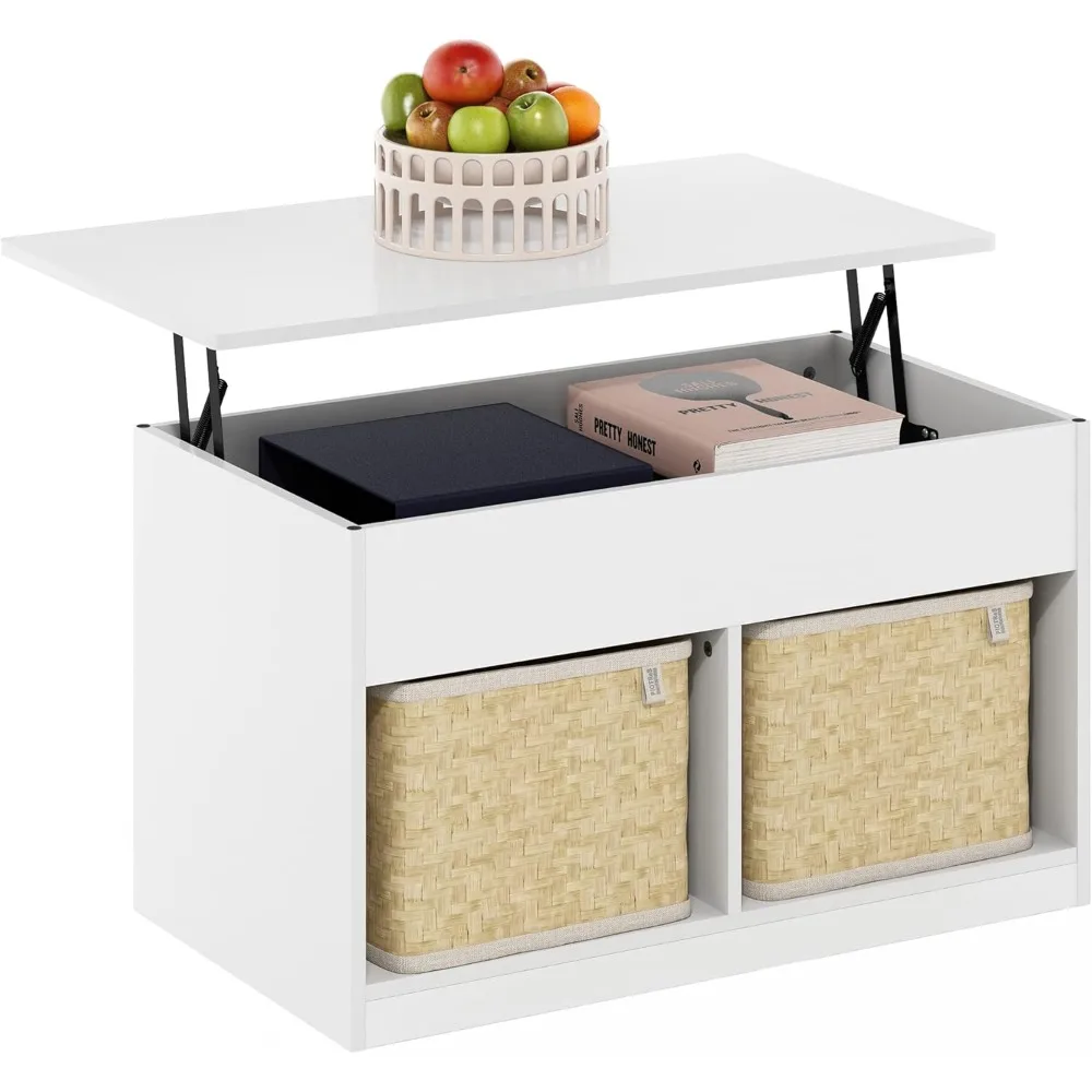 

Jensen Living Room Lift Top Coffee Table with Hidden Compartment, Solid White