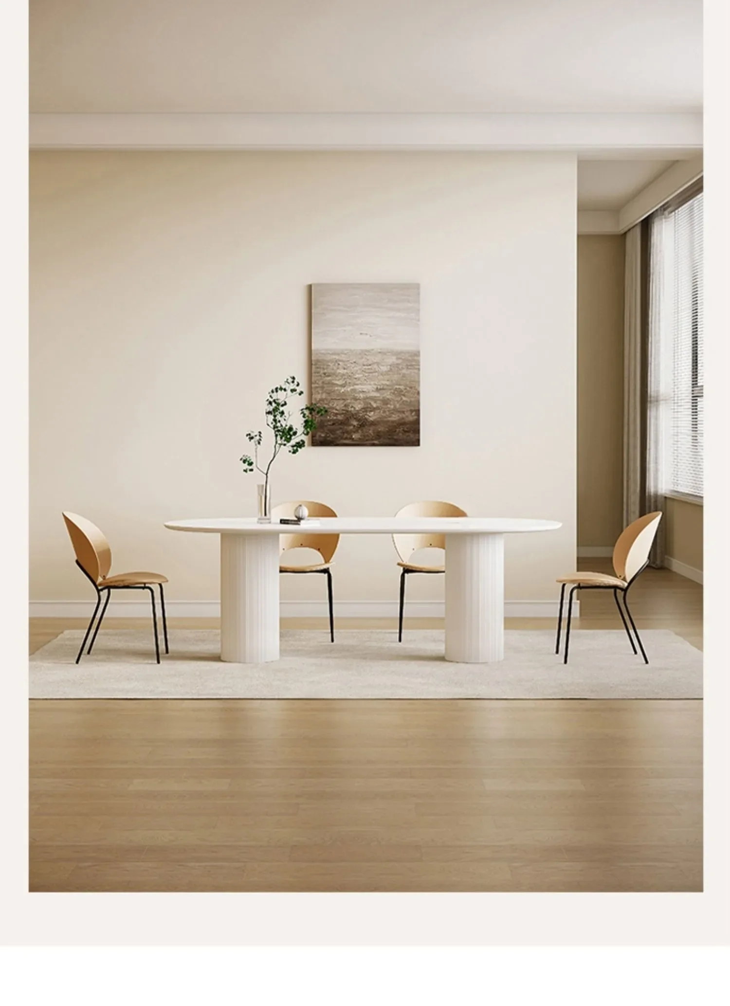 Minimalist Kitchen Chair Combination For Living Room Rectangle Simple Rock Slab Large 6 Seat White Dining Table Furnitures