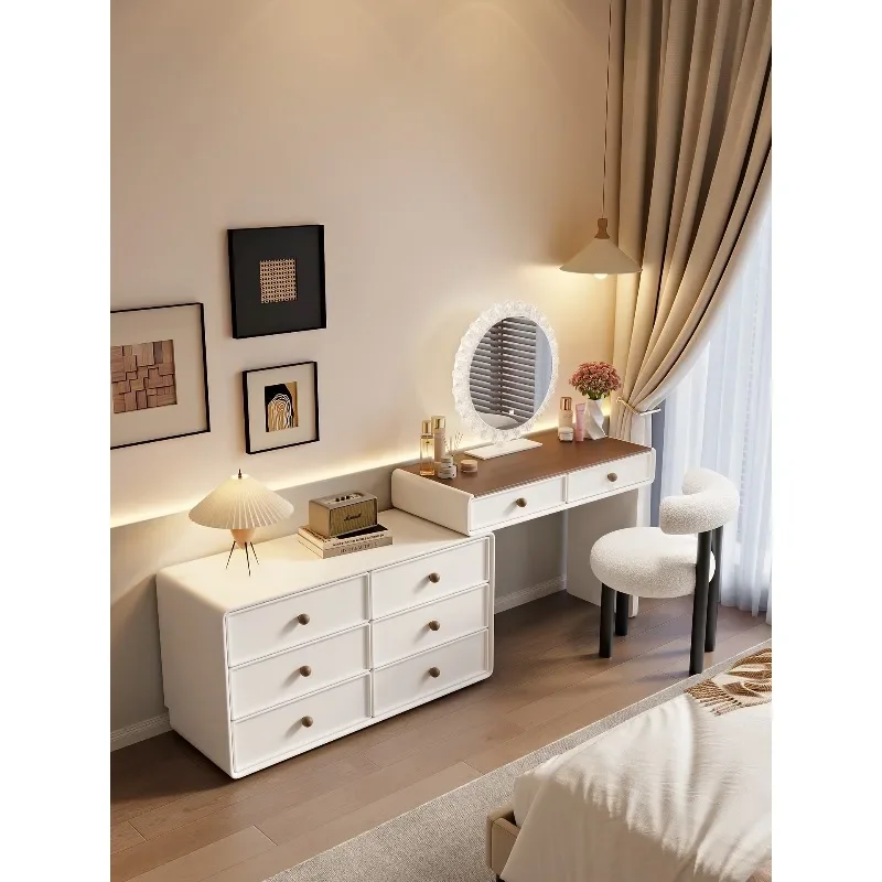 

Cream antique dresser new chest cabinet integrated modern bedroom simple solid wood makeup table storage cabinet