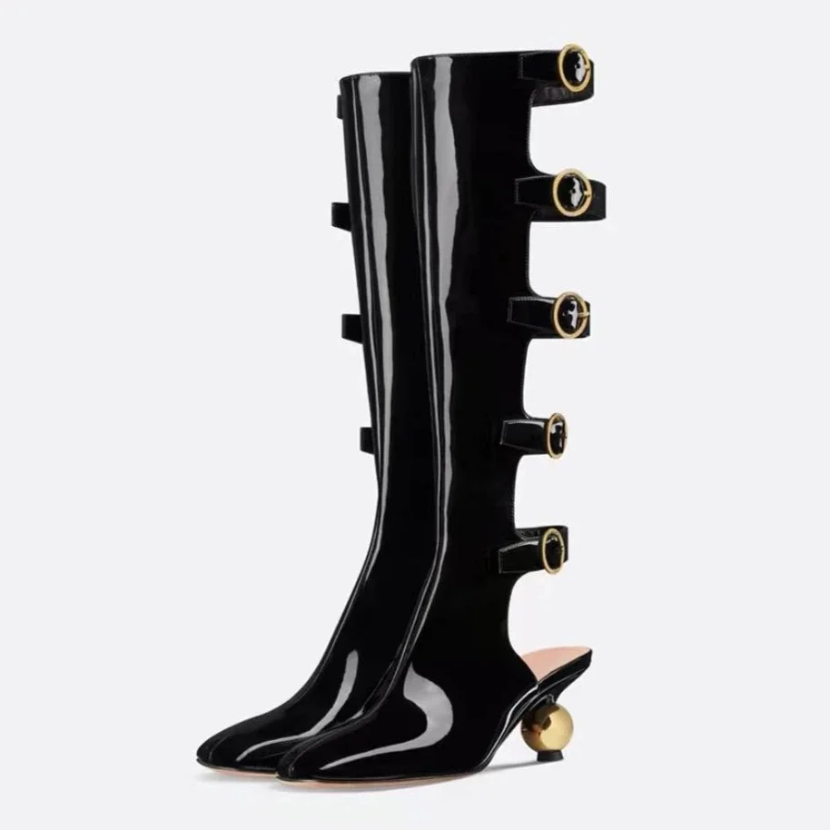 Fashion Belt Buckle Decorative Side Zipper Cool Boots European American Women High-quality Electroplated Irregular Heel Sandals