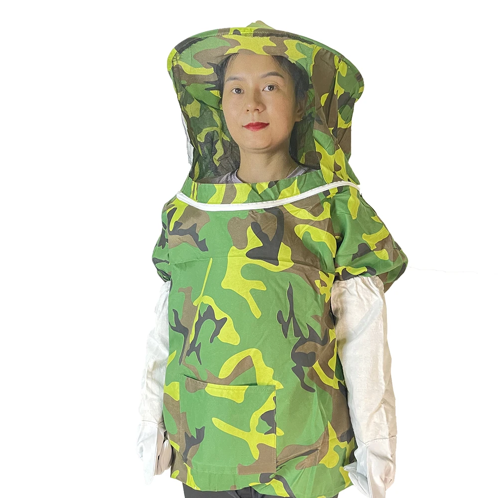 

Hat Hooded Jacket Anti -bee Coat Breathable Camouflage Bee Clothing Vail Anti Bite Gloves Long Sleeve Beekeeping Beekeeper Tools