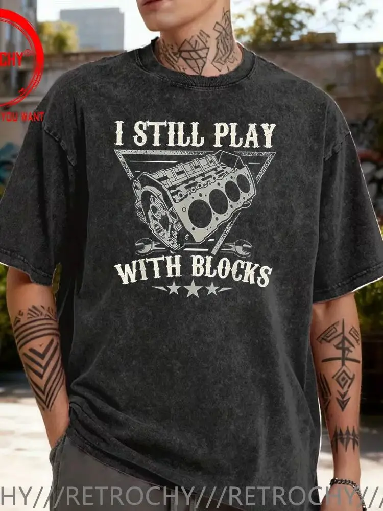 Retro Vintage Washed Cotton T Shirt Men 