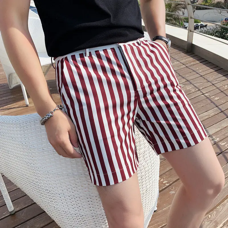 

Shorts For Men Fashion Korean Style Summer Shorts Striped Men Streetwear Slim Fit Printing Short Homme 2022 Brand New Cool