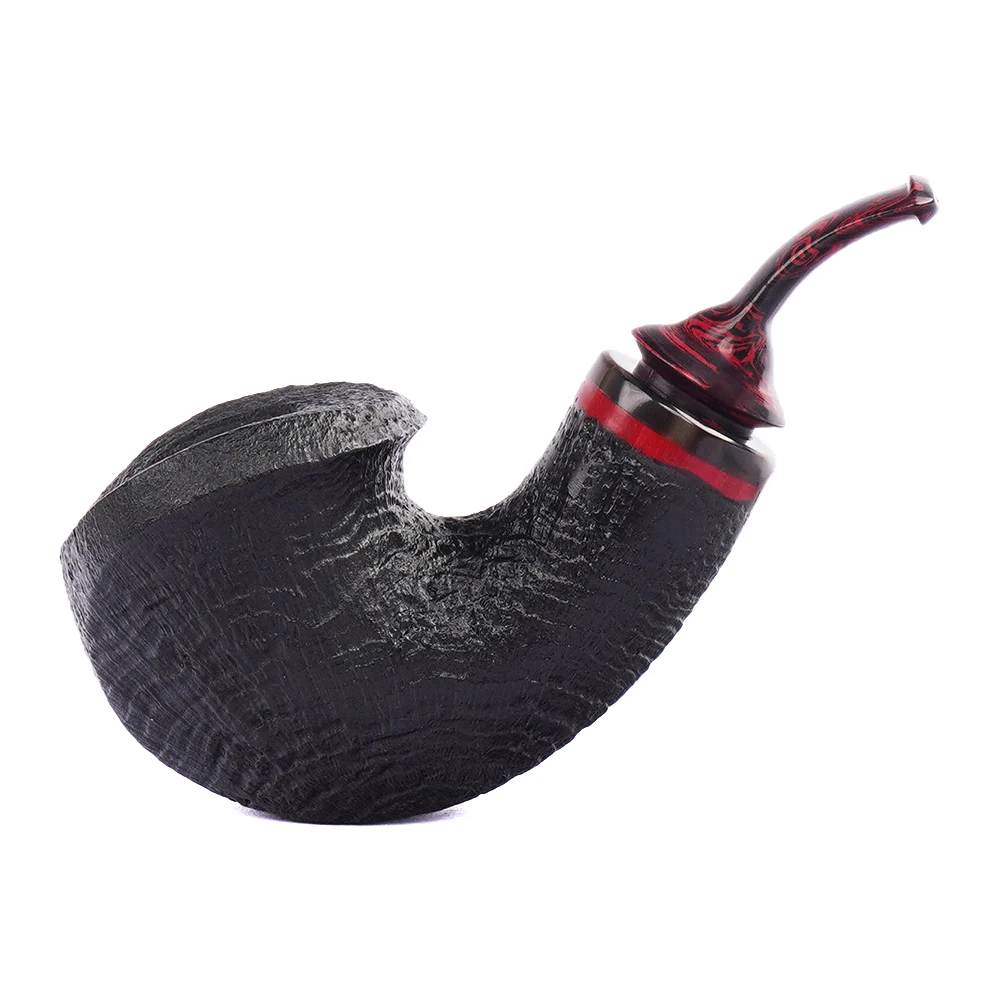 S0780dfe3d9f448e6bc03b0a628cd49bcP Schwarze sandgestrahlte Freehand-Briarpfeife