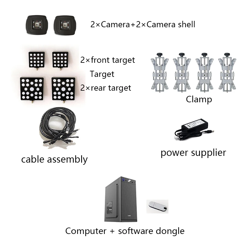 

3D wheel alignment parts wheel alignment camera assembly computer software dongle target clamp