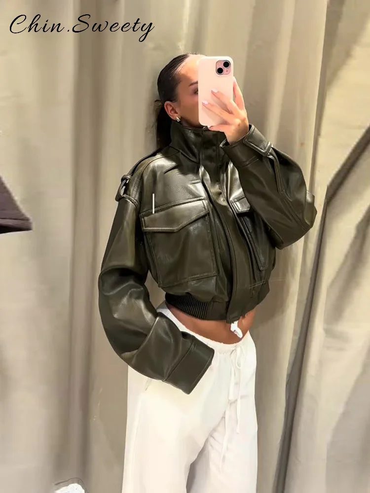 Veste en cuir Vintage à lacets pour femme, Slim, revers solide, manches longues, Chic, vestes de moto, automne 2021, vêtements d'extérieur assortis Y2K