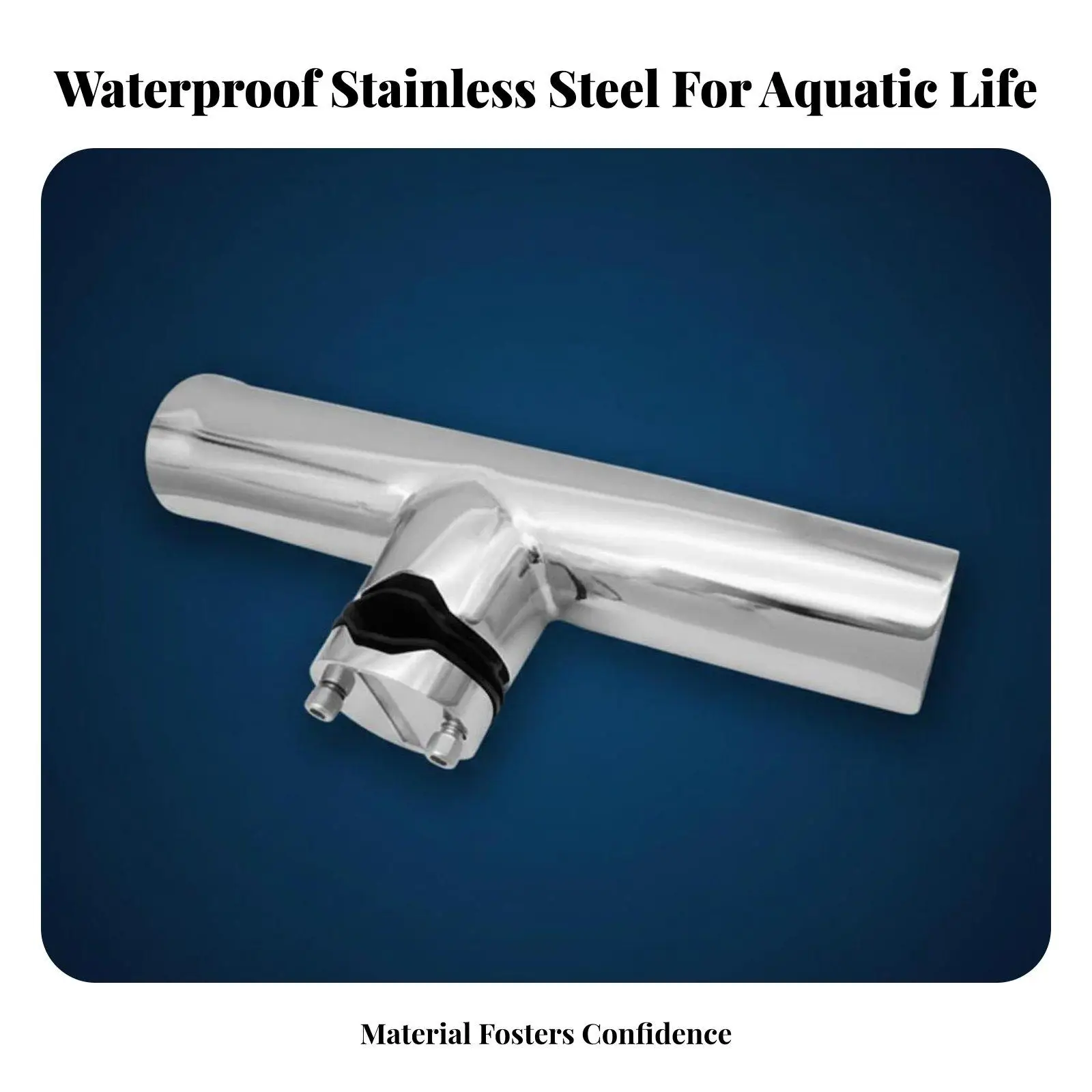Boat Rail Fishing Rod Holder 316 Stainless Steel Clamp on Swivel Mount with Rubber Insert for Trolling