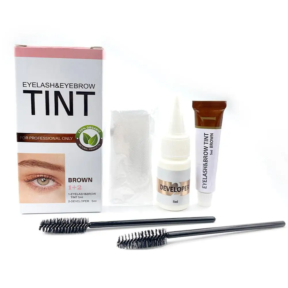 Kit de tinte para cejas y pestañas, resistente al agua, 15 minutos, tinte rápido para cejas, herramientas para mejorar la duradera, maquillaje permanente largo, tinte para pestañas I2U5