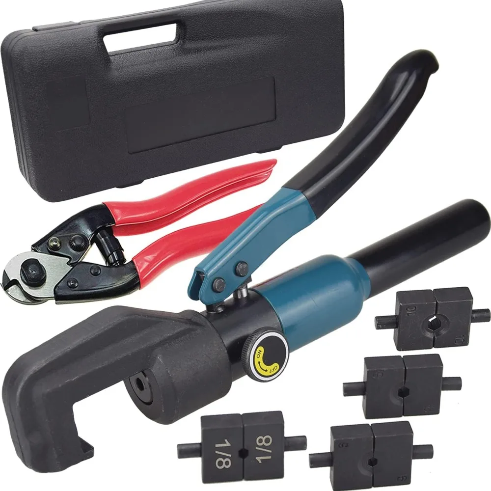 

Hydraulic Crimper Tool for 1/8 Stainless Steel Cable Railing Kit with Cable Cutter