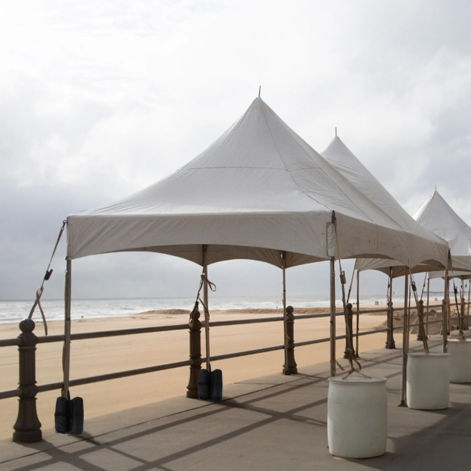 

4pcs Tent Weights For Legs 32.5*12*40.5Cm Black Oxford Cloth Sandbags 15Kg Capacity Hook Loop Fastening Marquee Canopy Pavilion