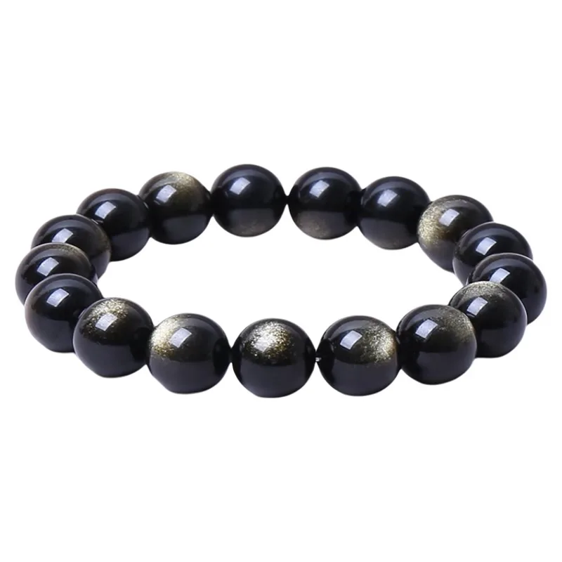 Natural Gold Sheen Obsidian Bracelet – Handmade Protective Crystal Jewelry for Wealth Confidence Gift | LithicGems