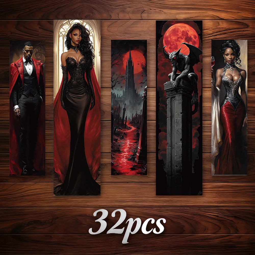 

32pcs Vampire Bookmarks Set, Gothic Theme, Ideal for Teachers, Readers, and Book Lovers, Perfect Birthday and New Year Gift