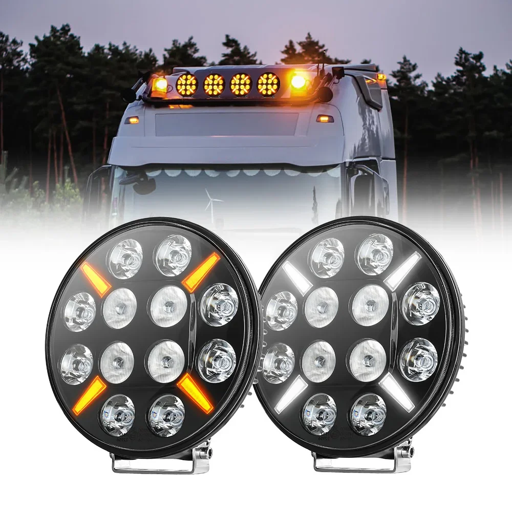 

HAOLIDE Truck Led Driving Work Light 9inch Spotlight Strobe Dual Color DRL Fog Light Aksesori Lori Truck Kereta Lory 12V 24V