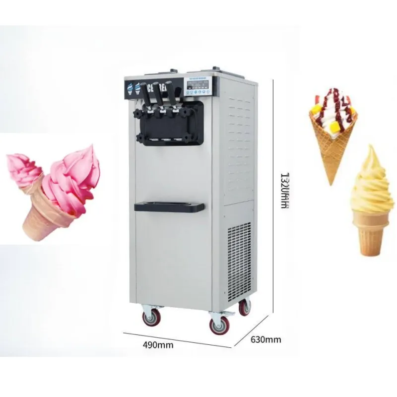آلة آيس كريم ناعم القوام بثلاث نكهات آيس كريم كهربائي آيس كريم تجاري أوتوماتيكي لسطح المكتب