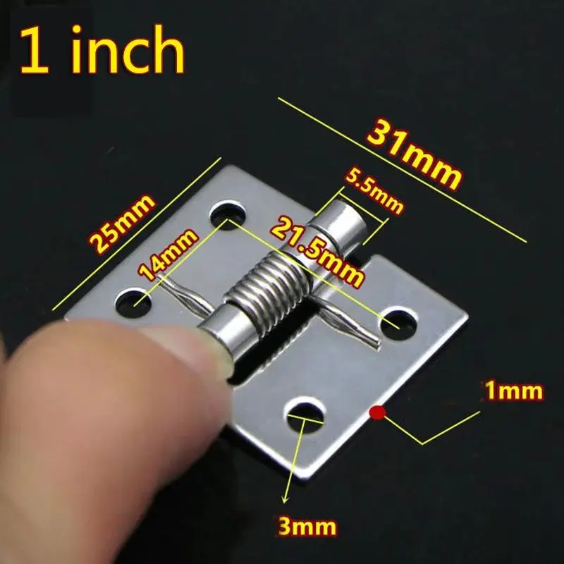 1PC Self Closing Spring Door Hinge Stainless Steel Hardware 1/1.5/2/2.5 Inch For Windows Cabinets Jewelry Boxes Door Hing