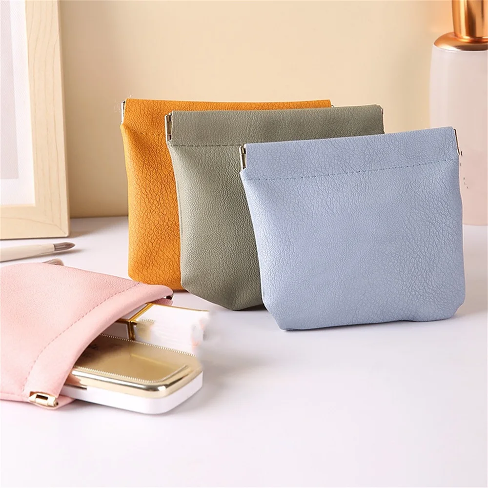 1Pcs Minimalist Mini Storage Bag PU Coin Purse Jewelry Small Storage Pouch Small Cosmetics Bag Lipstick Pouch Small Bag