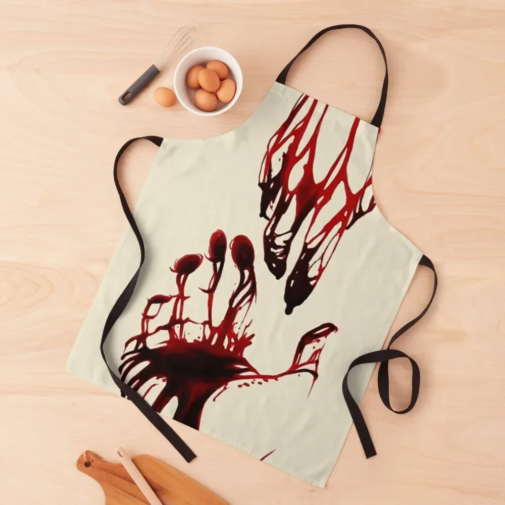 

Bloody Silhouettes of Hands Reaching Out to Each Other Apron Chef Accessories Hairdresser Women's Dress Apron