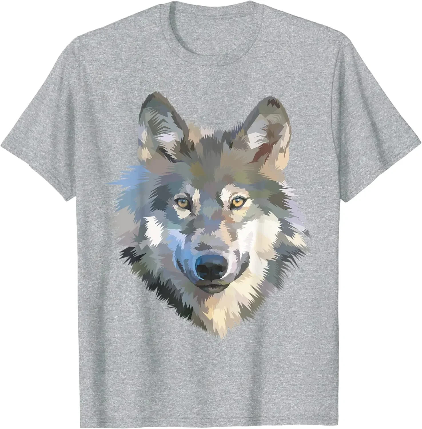 Realistic White Wolf Realistic Animal Print with Colors T-Shirt Cotton Mens T Shirts Four Seasons Tees Graphic T Shirts