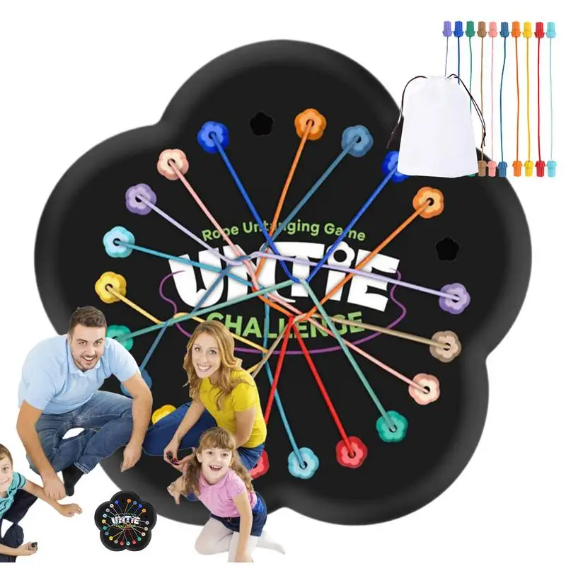 Rope Puzzle Game Twisted Rope Sorting Lacing Toys String Solution Central Brain Teaser Interactive Board Game Rope Jigsaw Puzzle