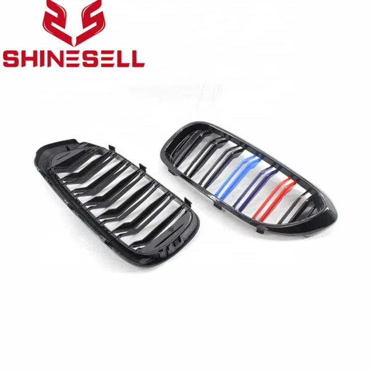 1 Pair Three Color Double Slat Line Front Grille Kidney grill for BMW 5 Series G30 G31G38 2017 2018 2019