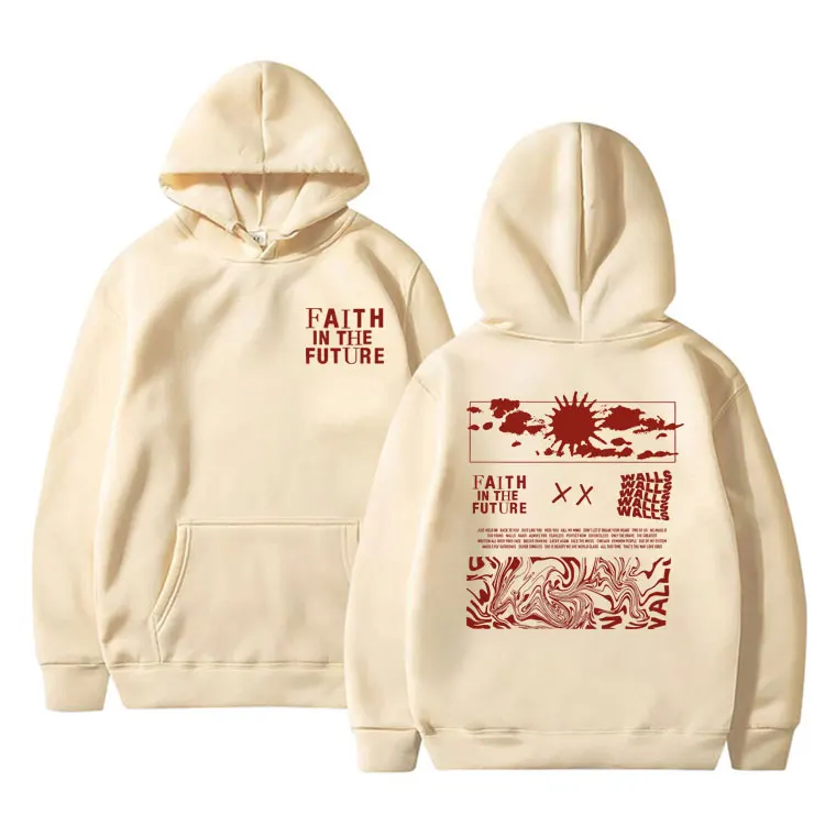 Faith in The Future Hoodie Pria Wanita, Hoodie Hip Hop ukuran besar uniseks modis jalanan katun kasual pria