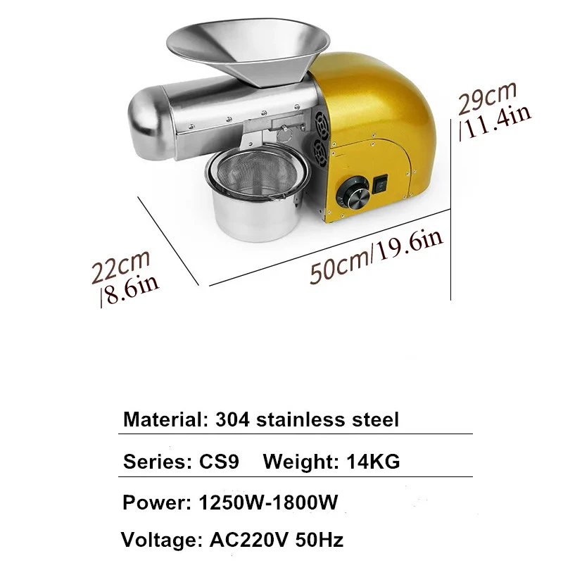 

Oil Press Machine Commercial 1800W 220V 110V Home Peanut Flaxseed Cold Squeezer Linseed Sunflower Seeds Extraction