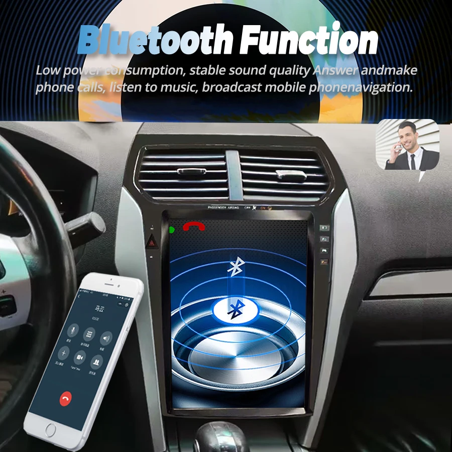 Pantalla estilo pantalla IPS Android 14 de 12,1 pulgadas para Ford Explorer 2011-2019 CarPlay inalámbrico Carplay Auto Head Uint Radio Player