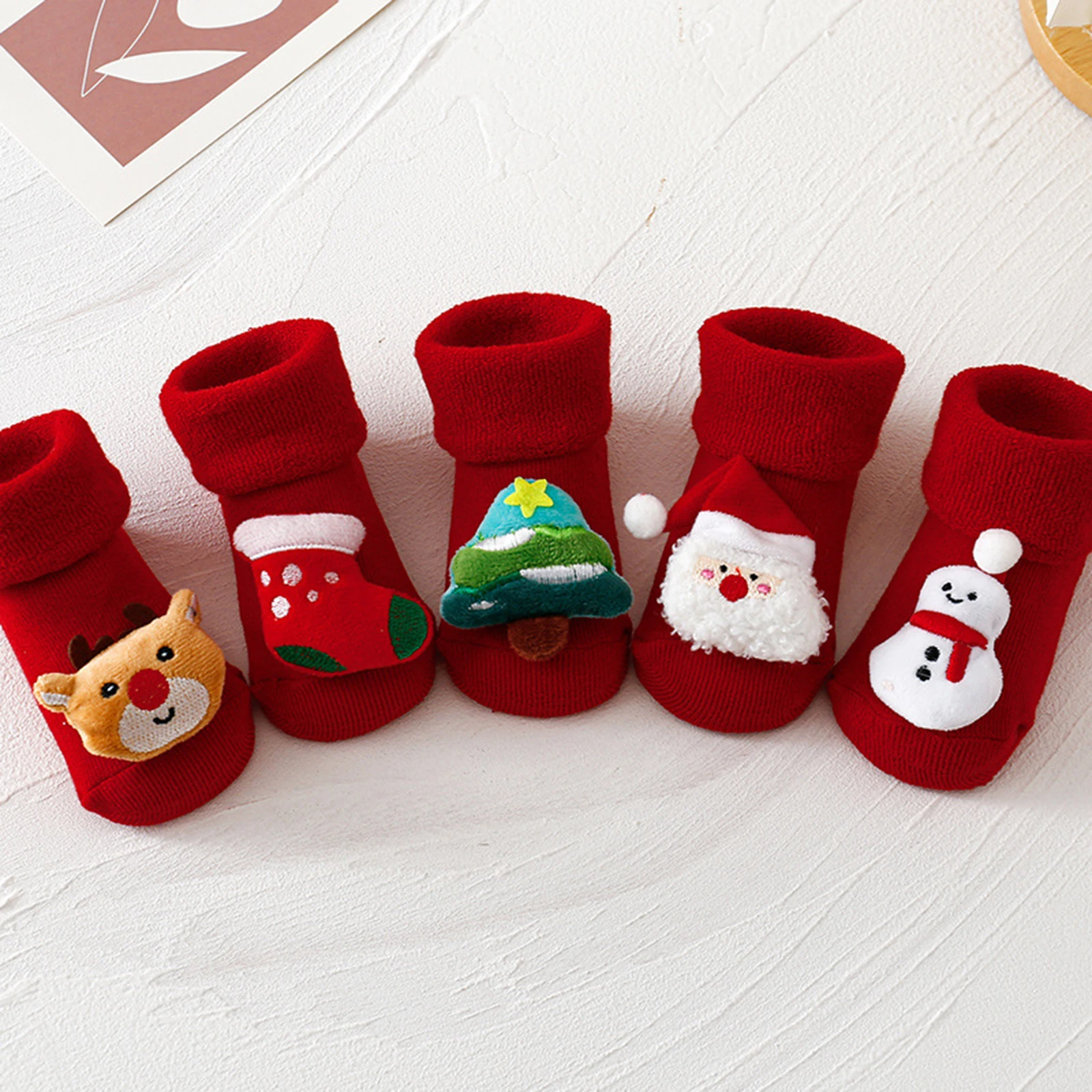 Baby Christmas Walking Socks Cute Santa/Snowman/Tree Decor Non-Slip Slippers Warm Boots