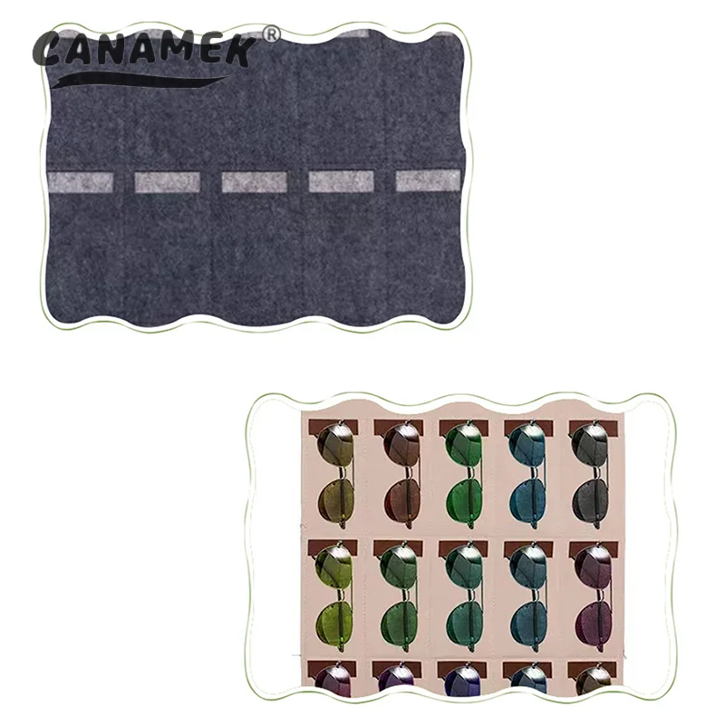 15Slots Felt Eyeglasses Stand Holder For Sunglasses Glasses Storage Display Hanging Bag Wall Pocket Storage Box Organizer image 5