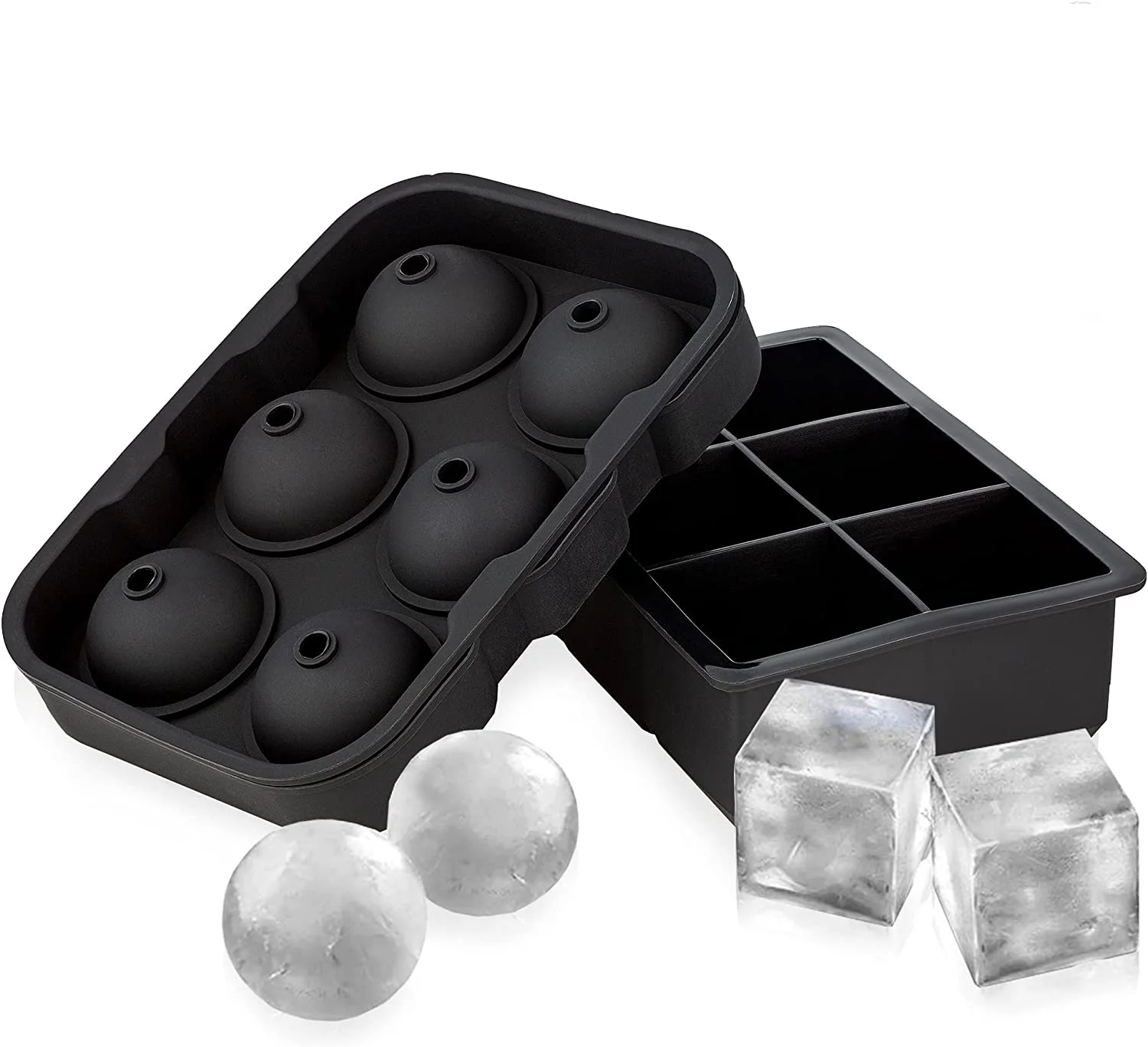 6 Piece Ice Cube Molds Extra Large Food Grade Silicone Mold Reusable Whiskey Ice Cube Square Tray DIY Ice Maker Ice Cubes